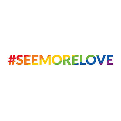 #SEEMORELOVE in rainbow-colored text.