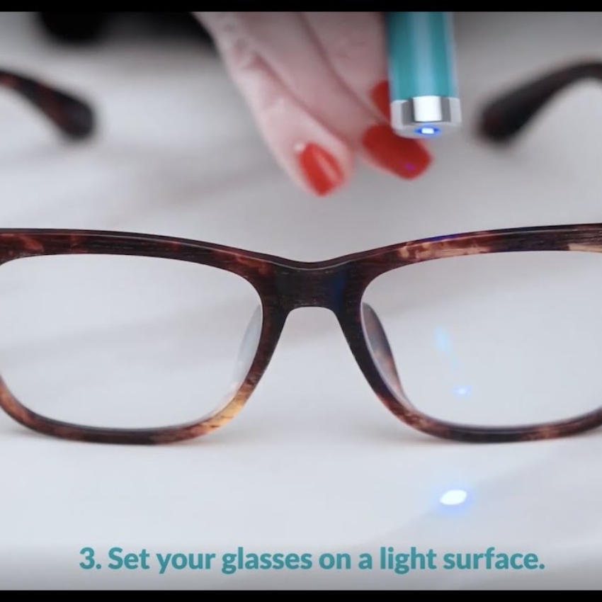 Glasses on a light surface with text: "3. Set your glasses on a light surface."