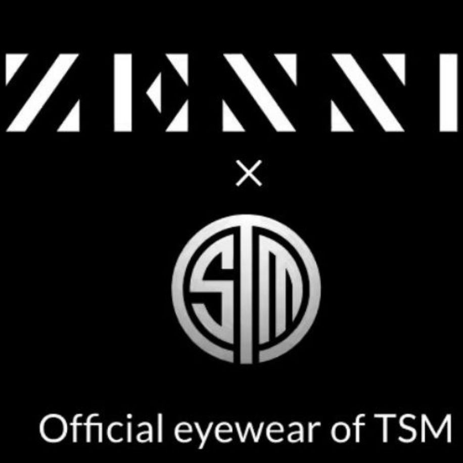 ZENNI x TSM logo with text: "Official eyewear of TSM".